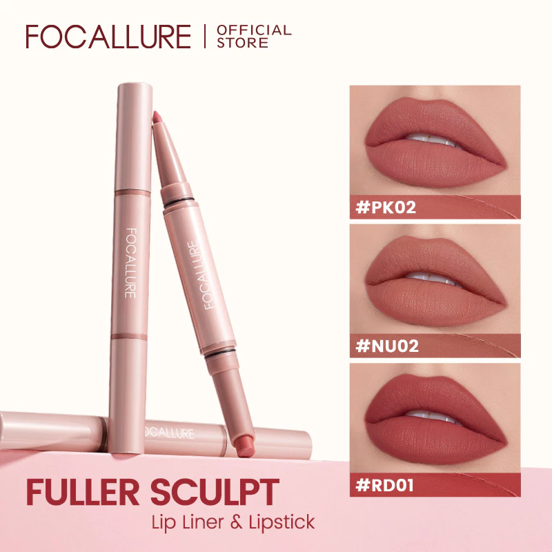 Focallure Fuller Sculpt Lip Liner ลิปสติก 2-in-1 Creamy Smooth Quick Pigmented