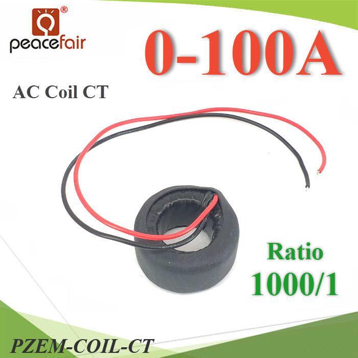 คอยล์ CT อัตราส่วน 1000/1 หรือ 100/100mA CT Core 0-100A วัดค่ากระแสไฟฟ้า แบบวงแหวน ใช้ร่วมกับมิเตอร์ PZEM