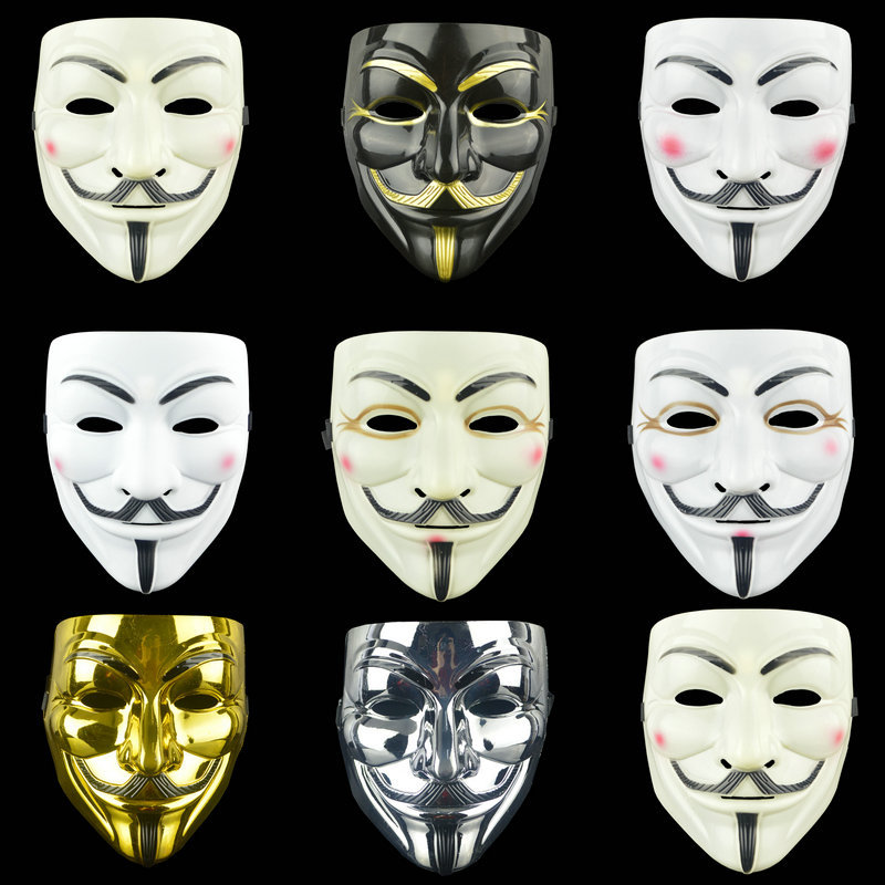 B. b.Halloween Ball Mask Revenge Mask V-Shape Mask ธีมภาพยนตร์ Hacker Mask ชาย Street Dance Mask Ful