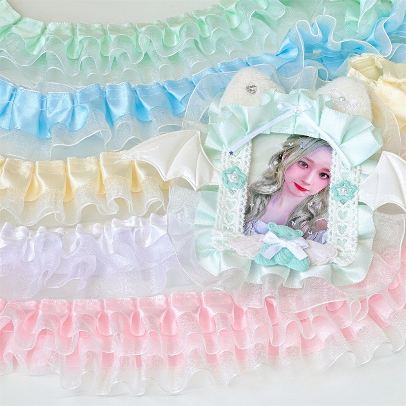 ใหม่ที่มีสีสันลูกไม้ริบบิ้นแฮนด์เมดทําเองอุปกรณ์เสริมของขวัญบรรจุภัณฑ์ช่อของขวัญริบบิ้นตกแต่ง - รูปที่ 2