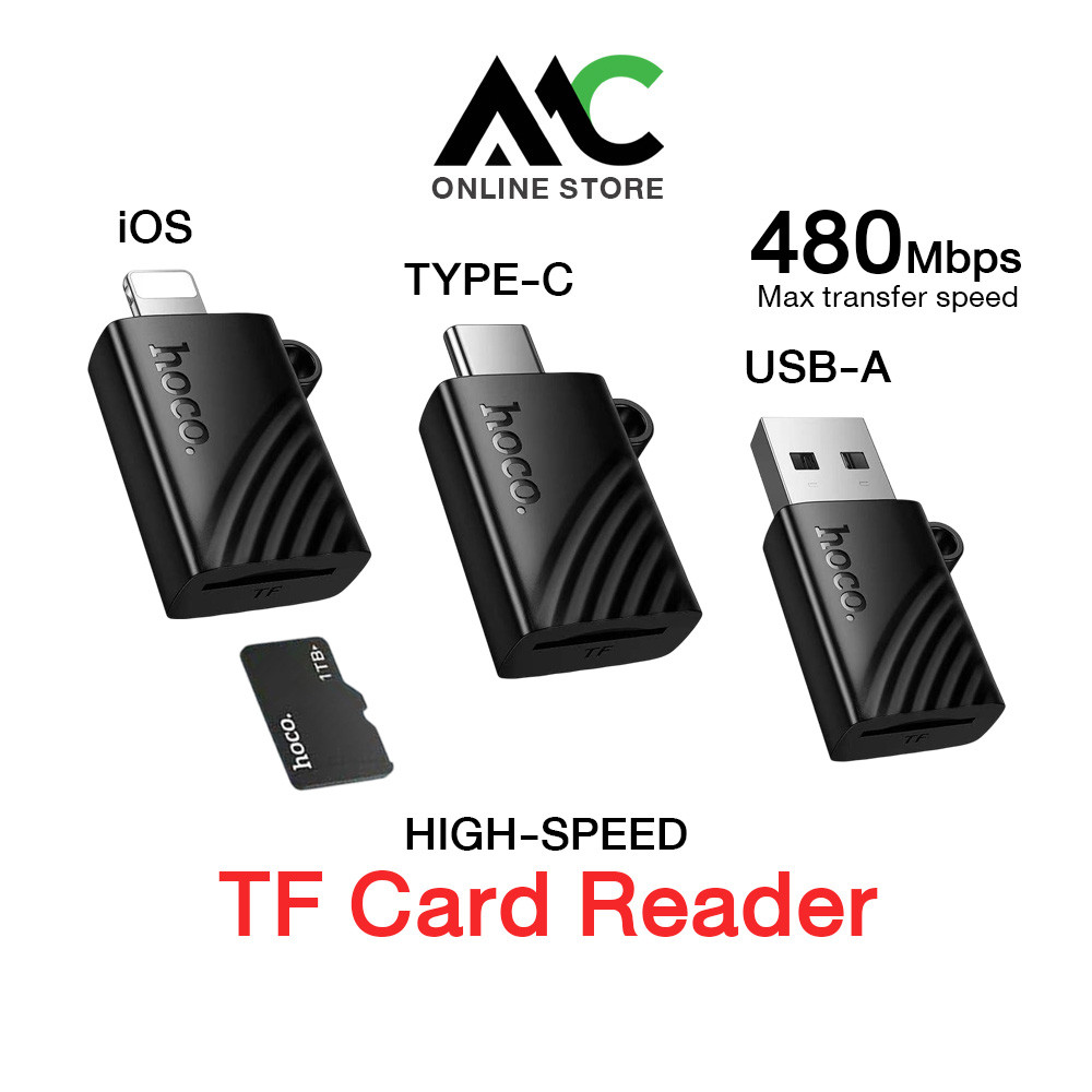 Hoco HB53 TF Card Reader การ์ดรีดเดอร์ ถ่ายโอนข้อมูล สำหรับ iOS / TC / USB-A OTG