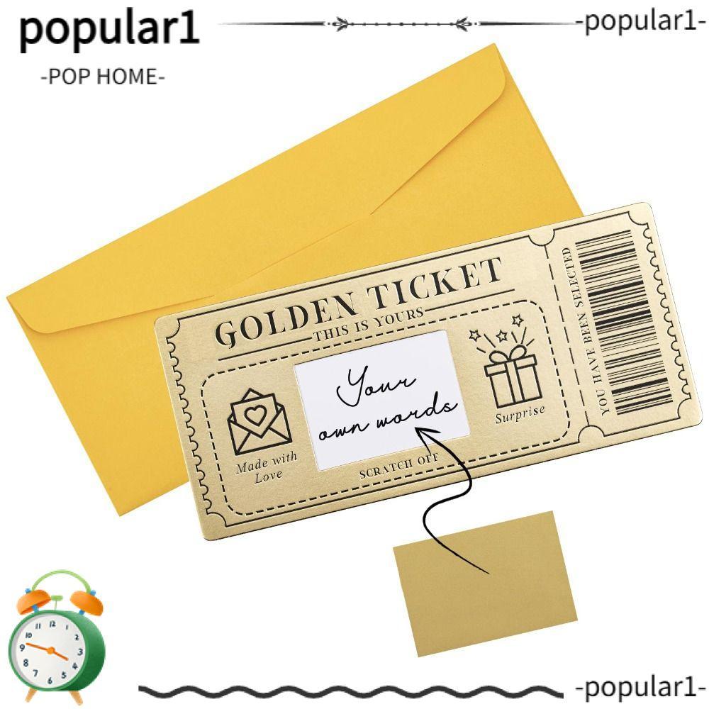 POPULAR Golden Ticket Scratch- Card, Scratch Ticket with Envelope Concert Ticket, Party Favor Raffle