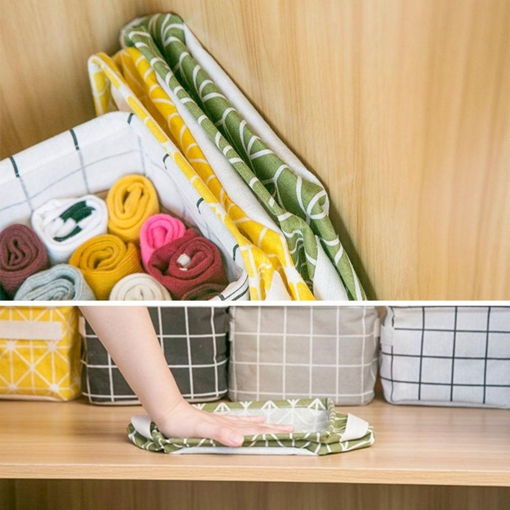 กล่องผ้าเก็บของ ตะกร้าพับได้ ตะกร้าผ้า ใส่ของ ที่ใส่เครื่องเขียน กล่องผ้าอเนกประสงค์ - รูปที่ 3