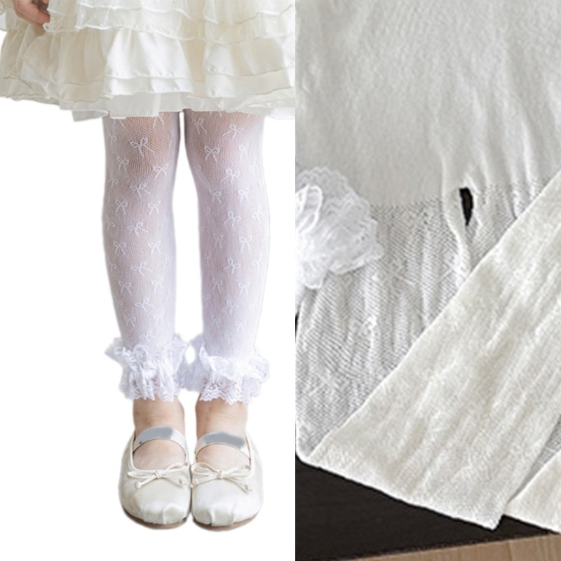 OMG* Elegant Bowknot Accented Girls Tights Soft Leggings for Dress Up Occasion