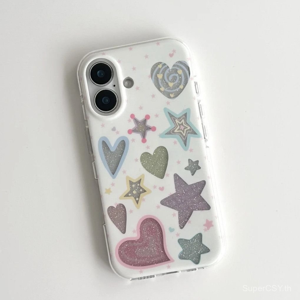 เคสโทรศัพท์เหมาะสําหรับiPhone 7 8 X XS XR XSMAX 11 12 13 14 15 16 17 Pro max Plus Air Glitter Star Shock-proofป้องกันกรณีรวมทุกอย่างNC7Q