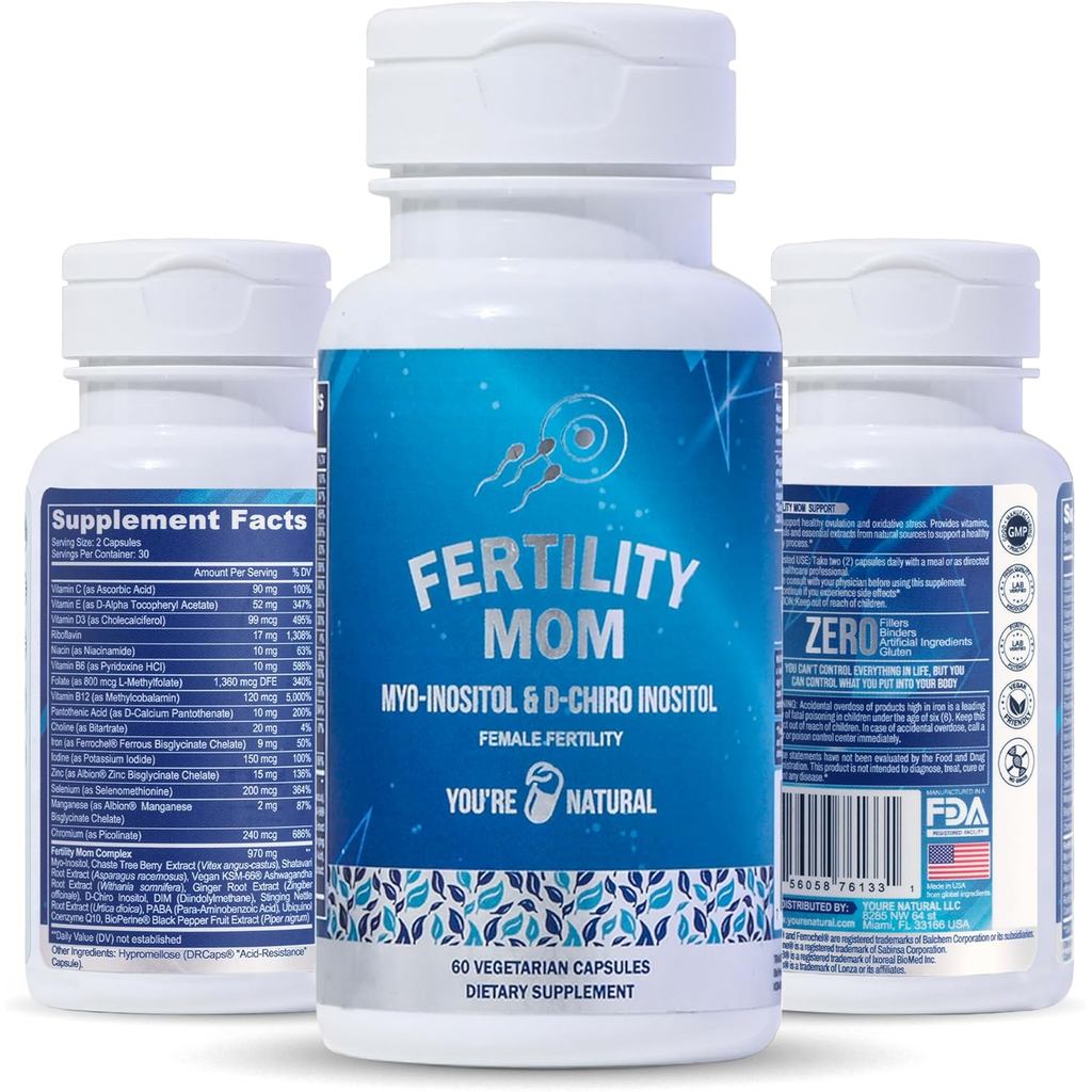 YOURE NATURAL Conception Fertility Vitamins for Women - Prenatal Vitamins - Myo-Chiro Inositol & Fol