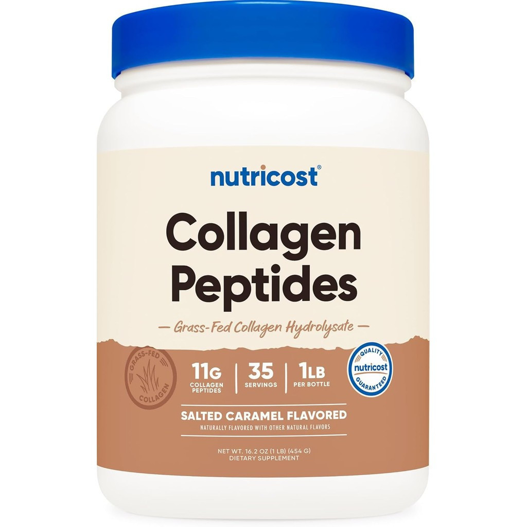 Nutricot Collagen Peptides Powder 1LB (454 G) (Salted Caramel) - Grass Fed Bovine Collagen Hydrolysa