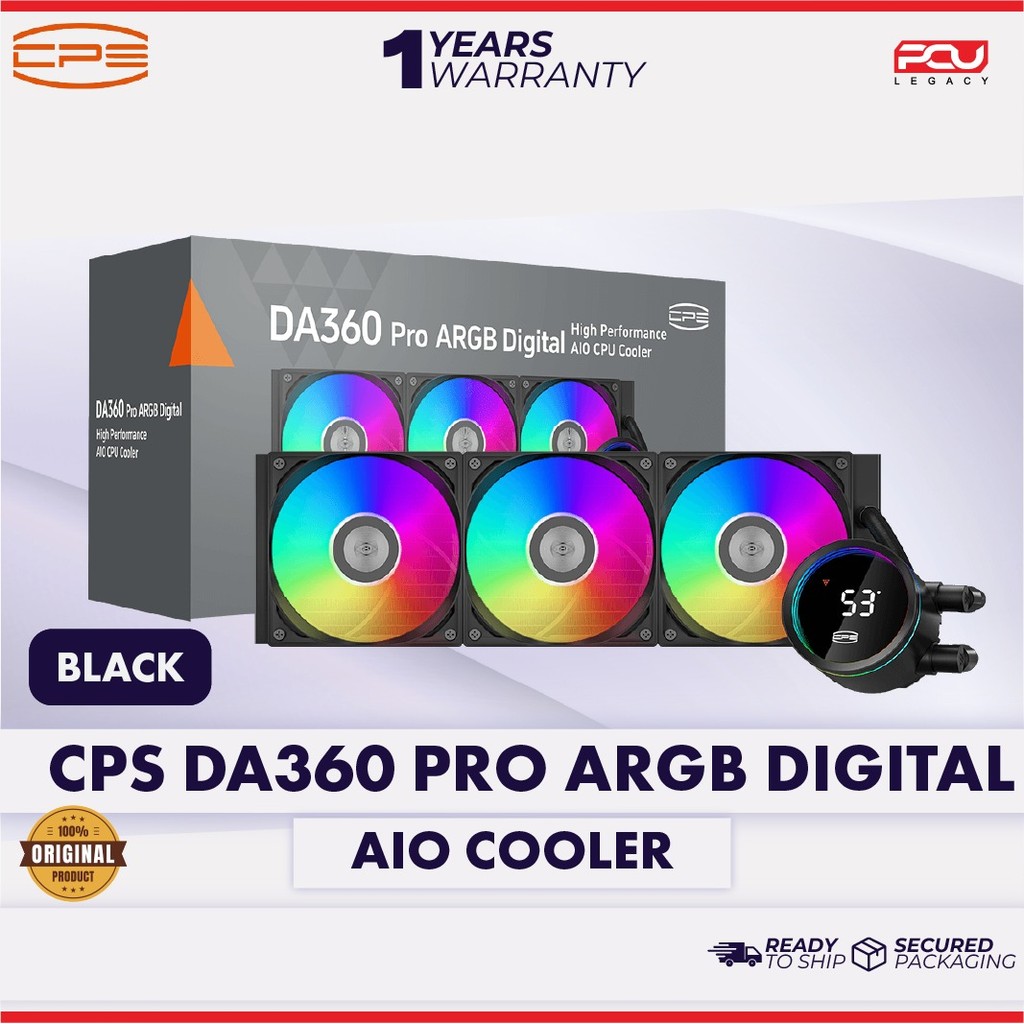 CPS DA360 PRO DIGITAL ARGB 360MM LIQUID AIO COOLER - สีดํา