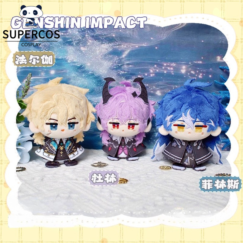 Genshin Impact Flins Varka Durin Plush 12 ซม.ผ้าฝ้ายตุ๊กตาน่ารักของเล่นจี้สําหรับของขวัญ