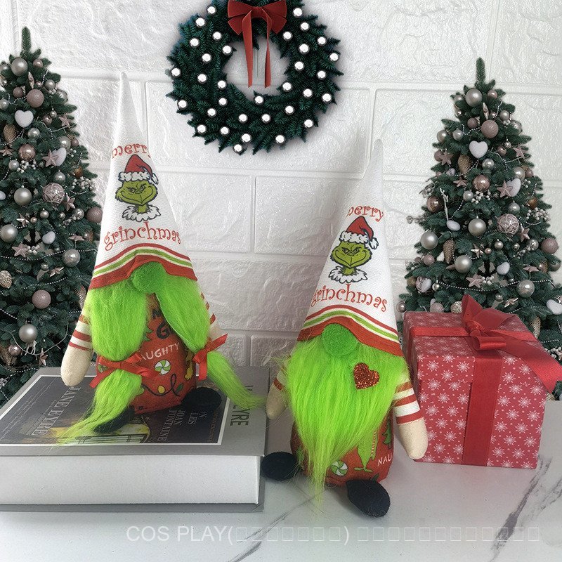 [รูปแบบใหม่ขายร้อน] ตุ๊กตาคริสต์มาส grinch ตุ๊กตามอนสเตอร์สีเขียว ตุ๊กตาไร้หน้า ตุ๊กตา grinch ของขวั