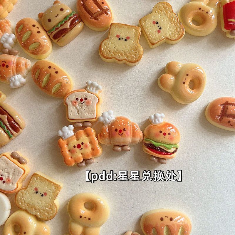 Chef French Fries Breadman Burger ของเล่นเรซิ่น ตกแต่งแบบน่ารัก พร้อมกิ๊บติดผม สติกเกอร์ตู้เย็น และถ้วยมือน่ารัก - รูปที่ 5