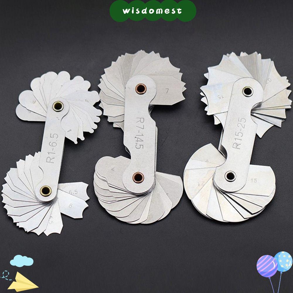 WISDOMEST 16 ชิ้น/เซ็ต Radius Gauge สแตนเลสวัด Gage Radius Fillet Gauge ตัวอย่าง R Gauge