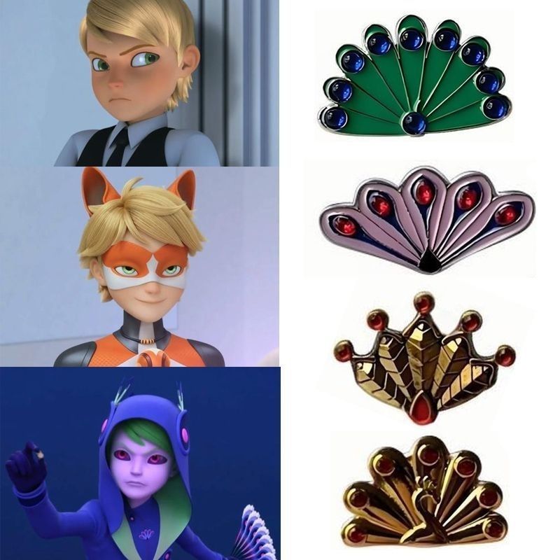 เข็มกลัดลายพรางนกยูงมังกร Miraculous Ladybug จาก Vanily - อุปกรณ์เสริมอนิเมะ