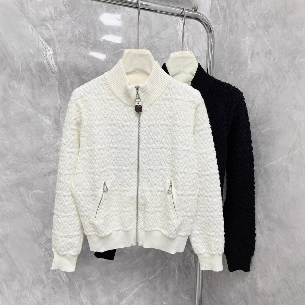 C2T1 Donkey House  Stand Collar Diamond Pattern Knitted Cardigan25Early autumn fashion casual zipper