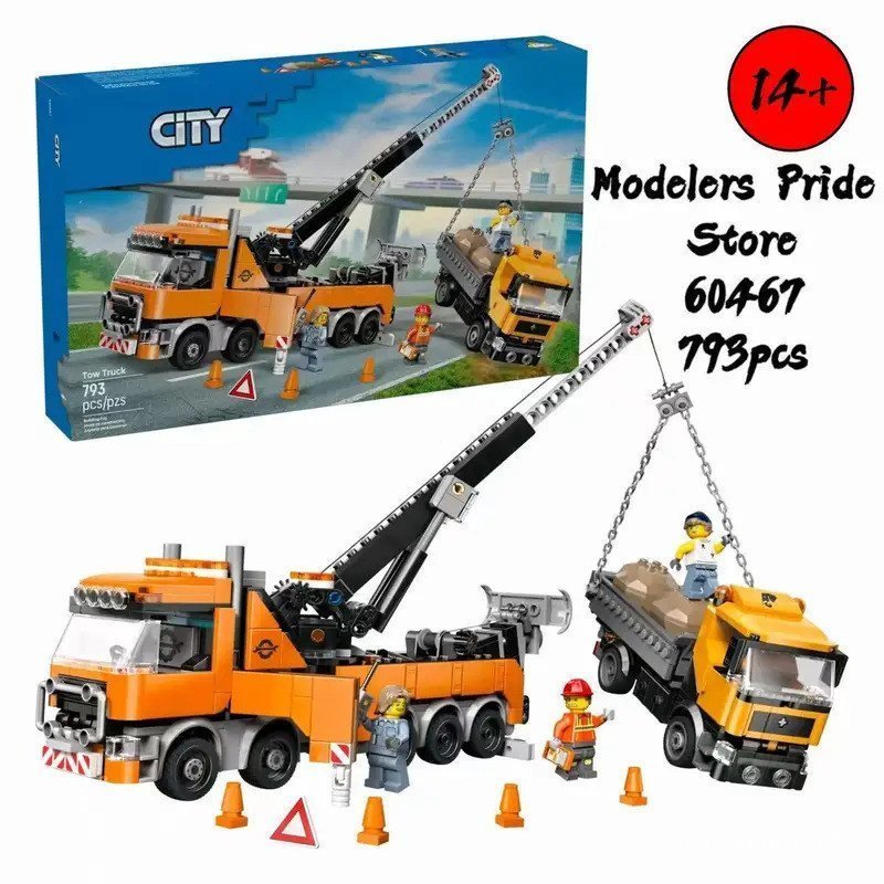 Heavy Duty Crane Tow Truck Building Blocks 60467, City Series ใช้งานร่วมกับ Lego MOC รถก่อสร้าง, DIY