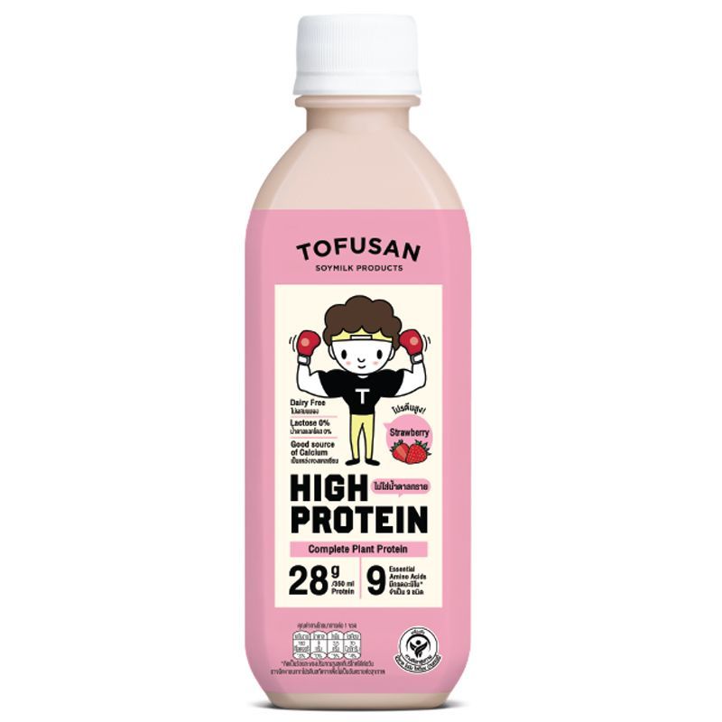 โทฟุซังสูตรโปรตีนสูงน้ำตาล0เปอร์เซ็นต์รสสตรอว์เบอร์รี่ 350มล. Tofusan HighProtein Strw 350ml [8859473101200 ]