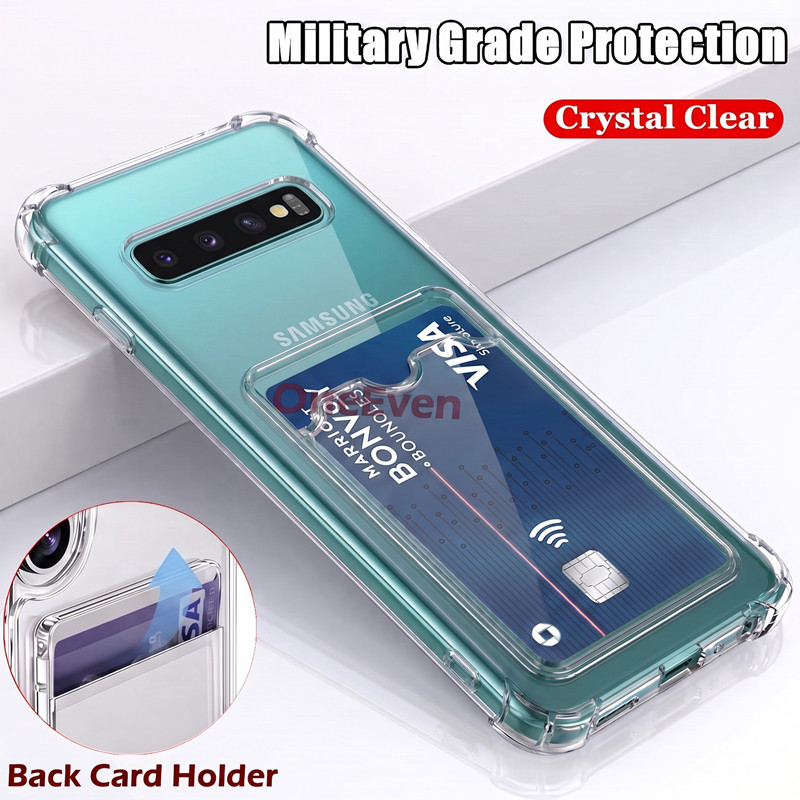 Built-in Card HolderFor Samsung Galaxy S10 Plus S10+ 6.4 นิ้ว SM-G975F G975U G975W G975N G975X Slim 