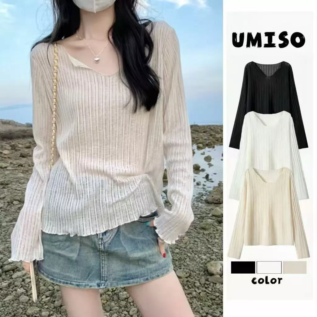 UMISO ส่งไวจากไทย 3สี เสื้อกันแดดผู้หญิง แขนยาว ทรงหลวม ใส่สบาย ผ้านุ่ม เหมาะกับหน้าร้อน