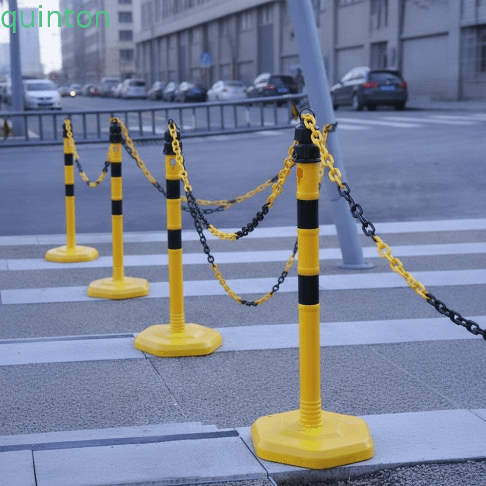 QUINTON Security Barrier Chain, 5m 6mm/8mm/10mm Traffic Chain Barrier Link, Cautiion Belt Red and Wh