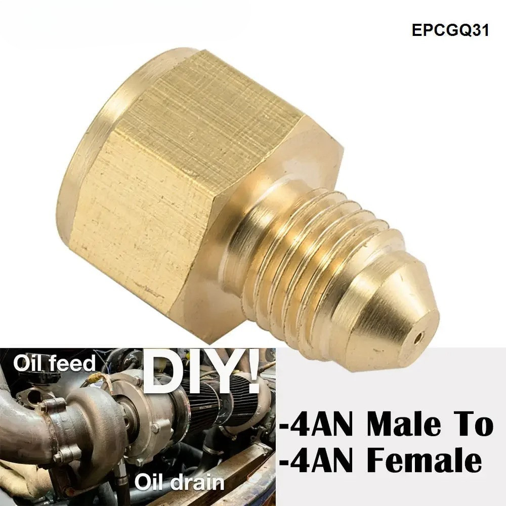 ทองเหลือง AN4 อินไลน์ Turbo Oil Feed Inlet Resrictor Fitting -4AN ชาย -4AN หญิง 0.035"