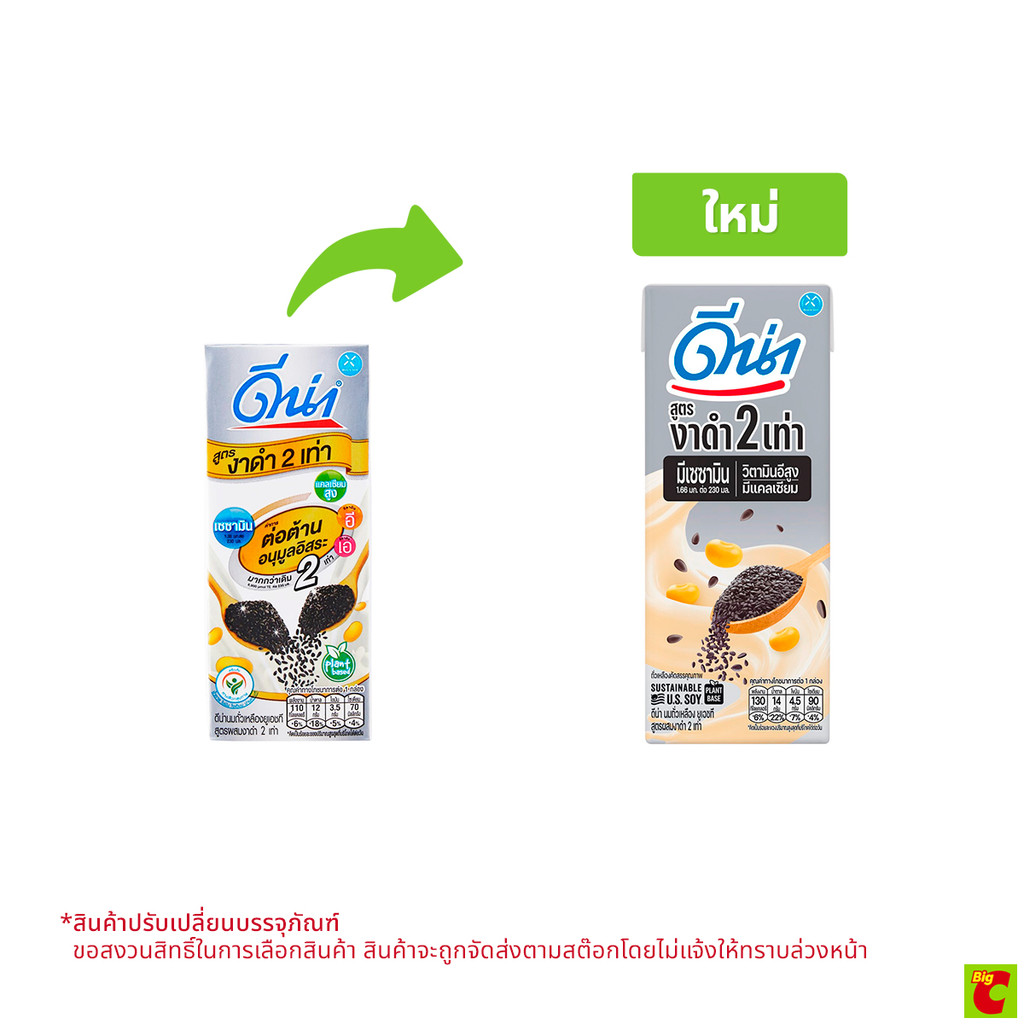 [สินค้าส่งด่วน] ดีน่า นมถั่วเหลืองยูเอชที ผสมงาดำ 230 มล.