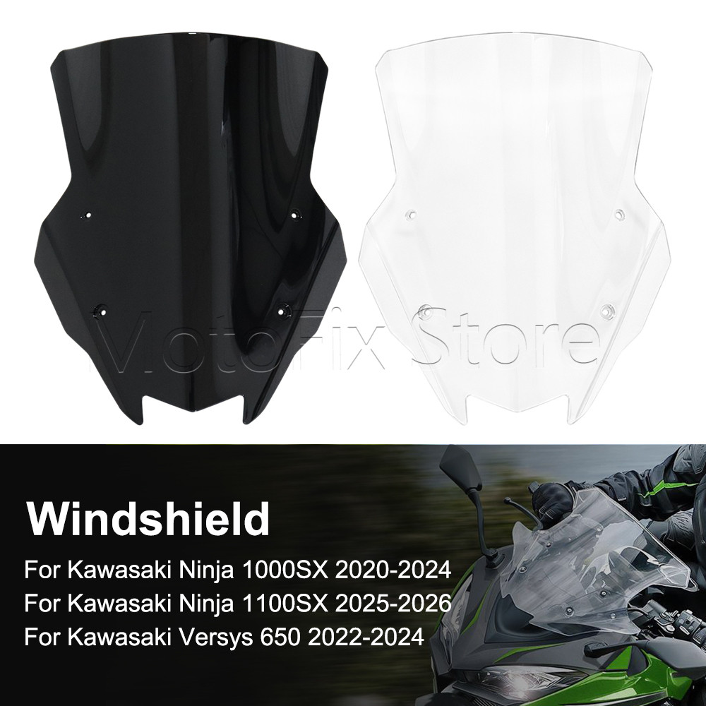 รถจักรยานยนต์กระจกกระจก Wind Shield Deflector สําหรับ Kawasaki Ninja 1000SX 1100SX Versys 650 Z1000S