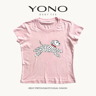 (พร้อมส่ง24ชม.) baby tee สีดำ ลายหมาดัลเมเชียน ฟีลมินิมอลน่ารักหวานเท่ ทรงเข้ารูป ใส่ชิคทุกวัน