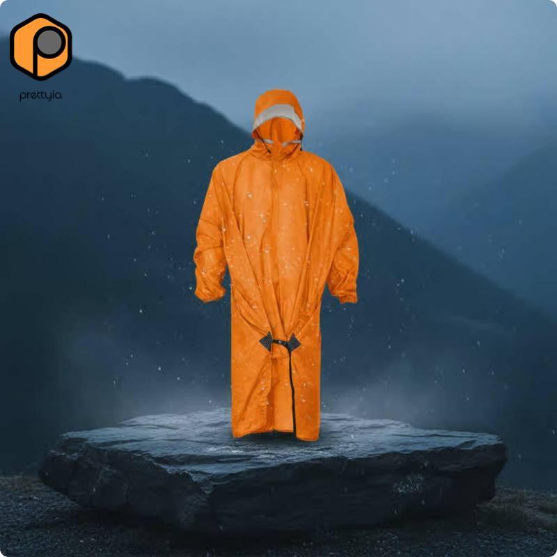 Prettyia กลางแจ้ง Rain Poncho กันน้ํา Rainwear เดินป่า Cape 20D 380T ไนลอนน้ําหนักเบา Tarp Shelter ส
