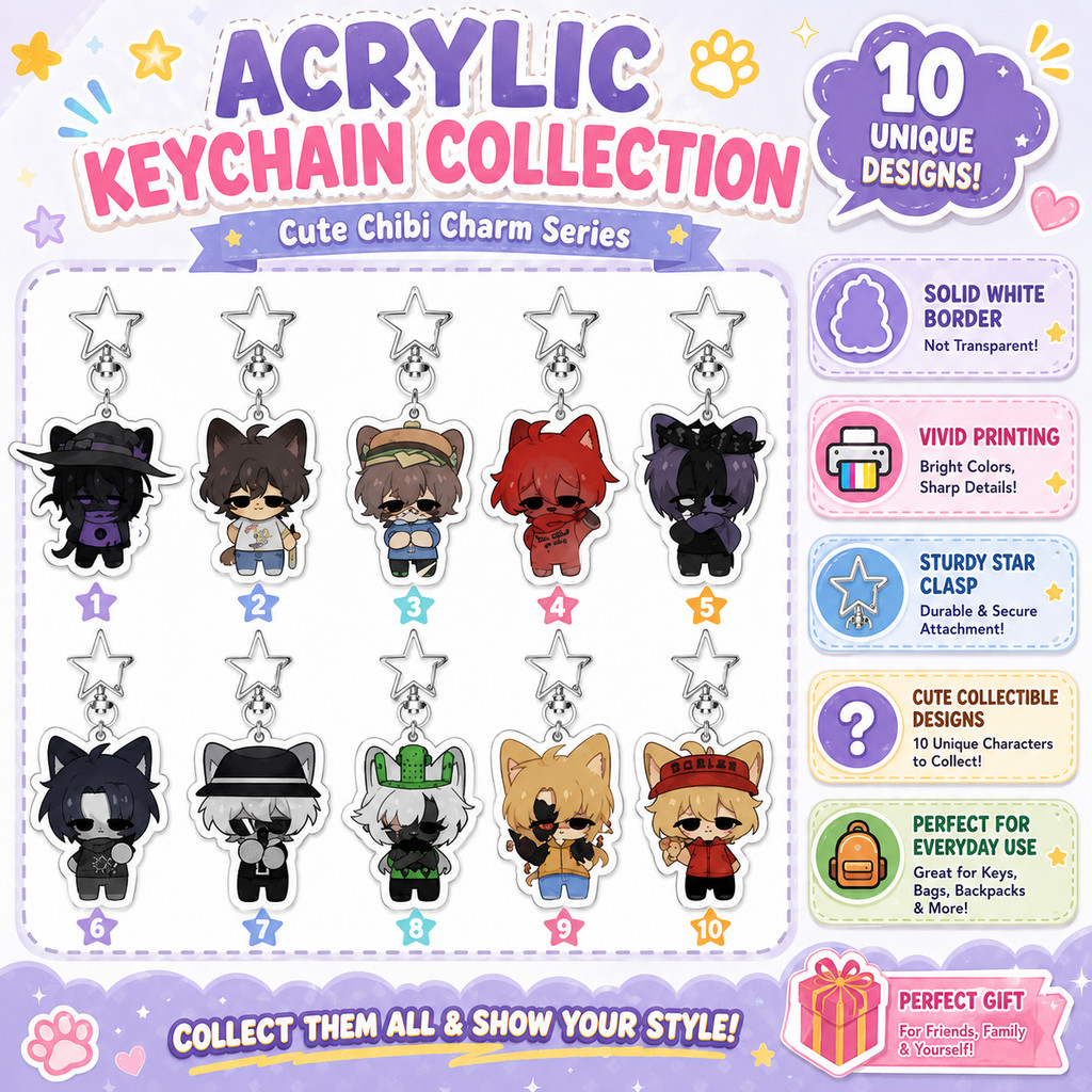 อะคริลิค Forsaken ร้อนเกม Guest 1337 Noob Sedletsky John Doe c00lkid Elliot Chibi จี้ KeyRing พวงกุญแจสําหรับเล่นเกม Gif