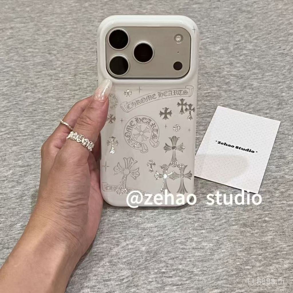 เคสโทรศัพท์ เหมาะสําหรับ iPhone 7 8 X XS XR XSMAX 11 12 13 14 15 16 17 Pro max Plus Air พื้นหลังสีขาว Retro Cross กันกระแทกกันกระแทกป้องกันกรณีรวมทุกอย่าง 0P6Z