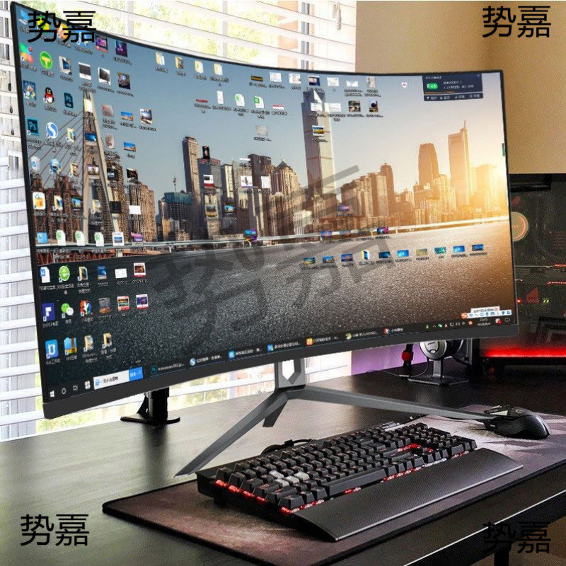 ยี่ห้อใหม่โค้ง 2K144hz Gaming 32/27/24 นิ้ว LCD คอมพิวเตอร์ 4K 240hz Frameless