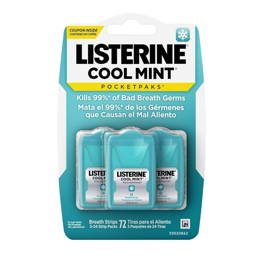Listerine Pocketpaks Breath Strips Kills Bad Breath Germs / Cool Mint แผ่นแปะลิ้น ดับกลิ่นปาก