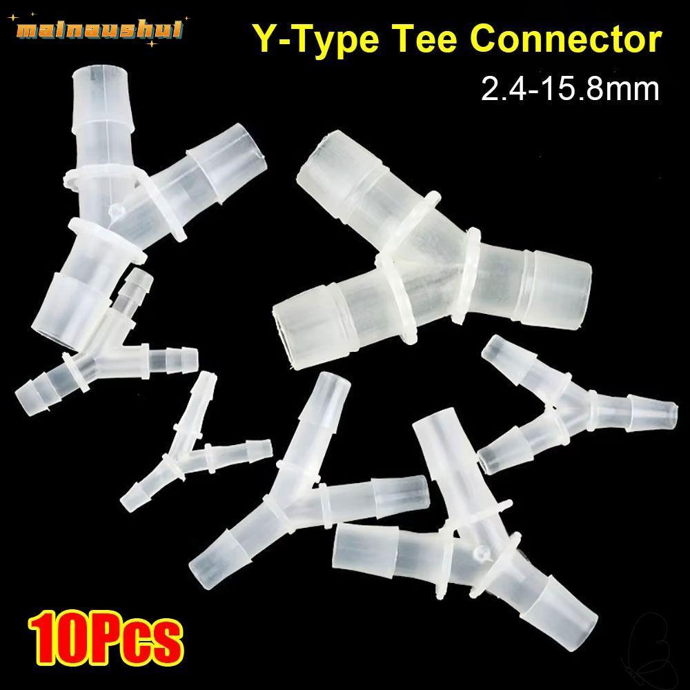 MAINAUSHUI 10 ชิ้น 3 ทางเชื่อมต่อ, 2.4-2.8 มิลลิเมตรพลาสติก Y-Type Tee Connector, Soft PP PE ท่ออุปก