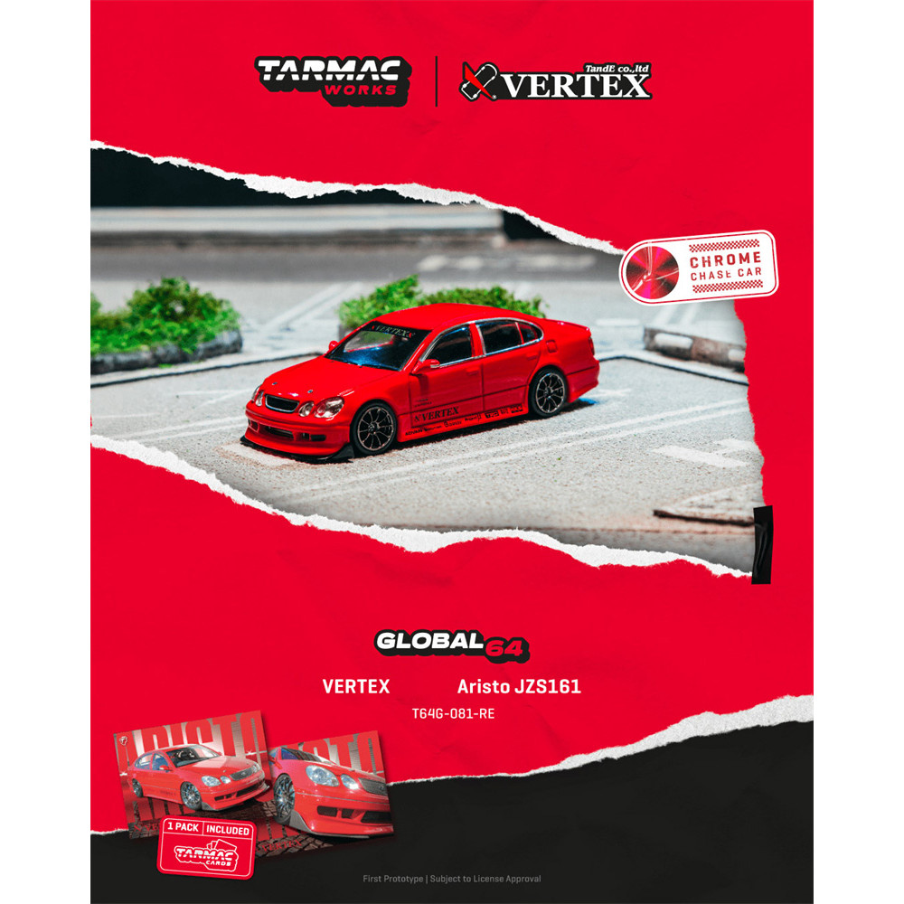 Tarmac Works 1:64 VERTEX Aristo JZS161 สีแดง รถโมเดลDiecast