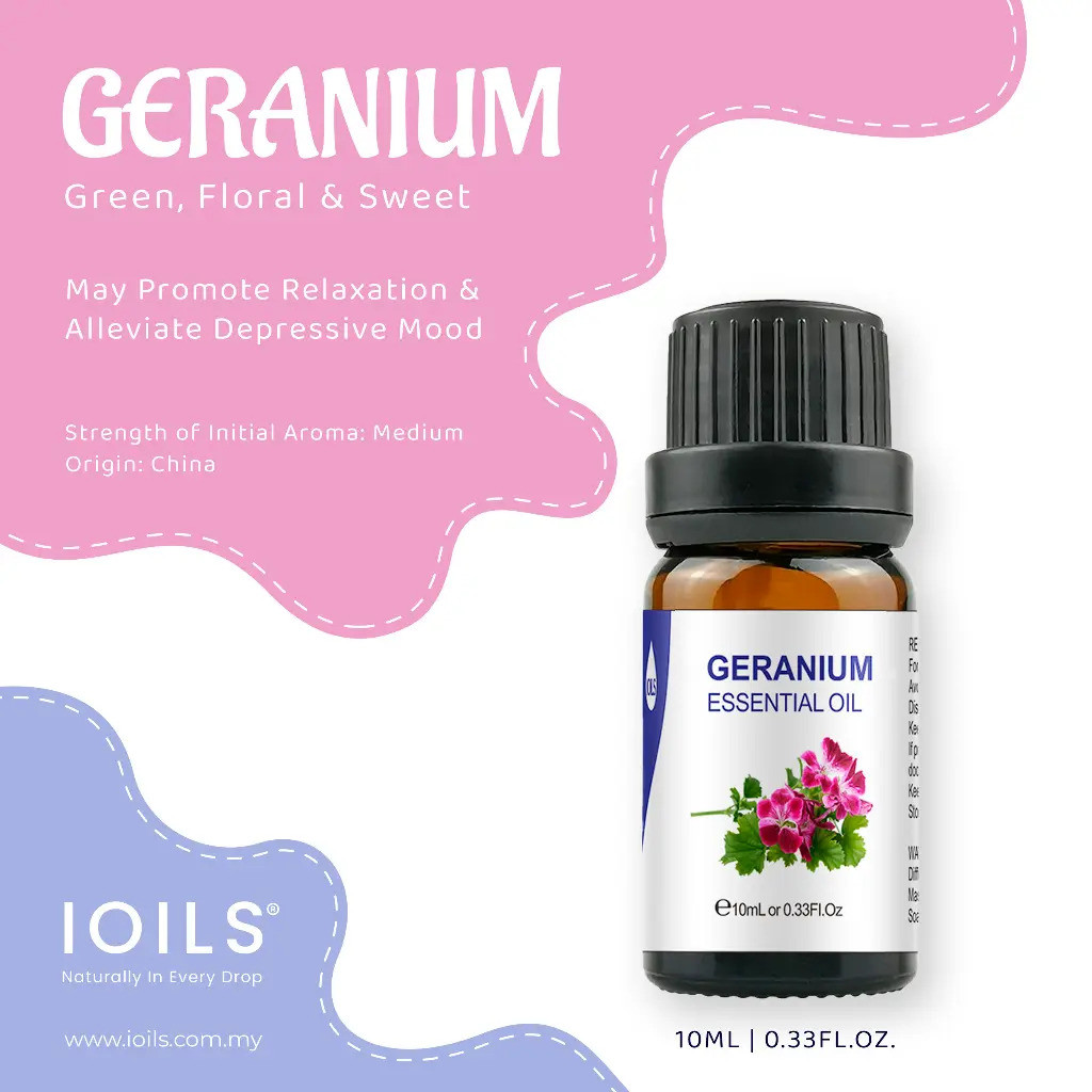 IOILS Geranium Essential Oil 10ML Natural Plant Therapy Aromatherapy Diffuser Humidifier