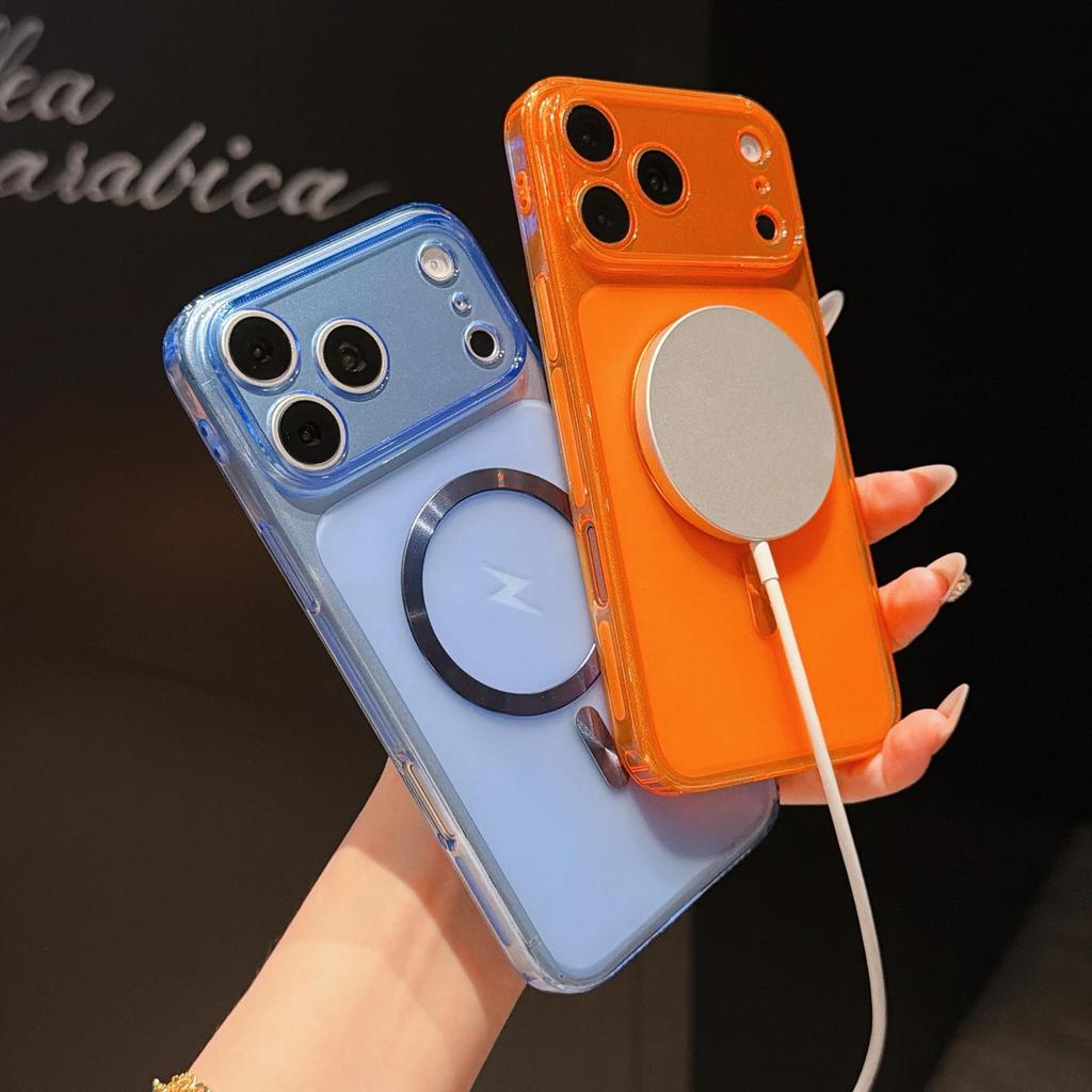 สําหรับ vivo Y02T Y02A Y02 Y02S Magnetic Matte Clear เคสกันกระแทกสีสันสดใส MagSafe ฝาครอบชาร์จไร้สาย