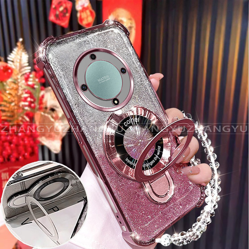 สําหรับ Honor X9A X9B 5G X9 X9C SMART เคสโทรศัพท์ U-รูปไร้สายชาร์จวงเล็บสี่มุม anti drop สร้อยข้อมือ