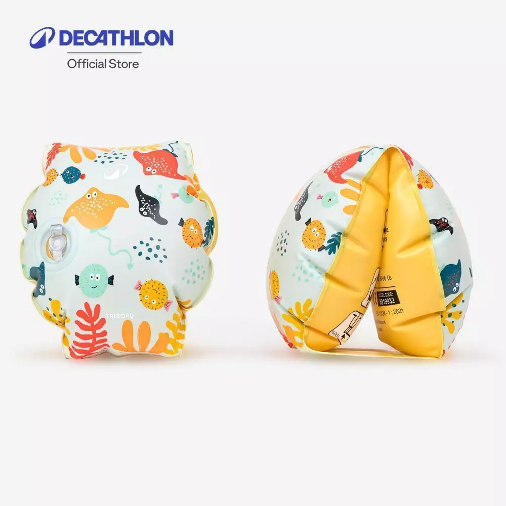 Decathlon Kids’ Swimming Armbands ห่วงยางสวมแขนว่ายน้ำสำหรับเด็กที่มีน้ำหนัก 11-30 กิโลกรัม - Light Blue/Yellow