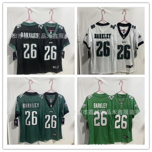ส่งเร็ว!!เสื้อผ้าเด็ก เสื้อผ้าผู้หญิง NFL Philadelphia Eagles Eagles 26-Barkley Rugby Jersey
