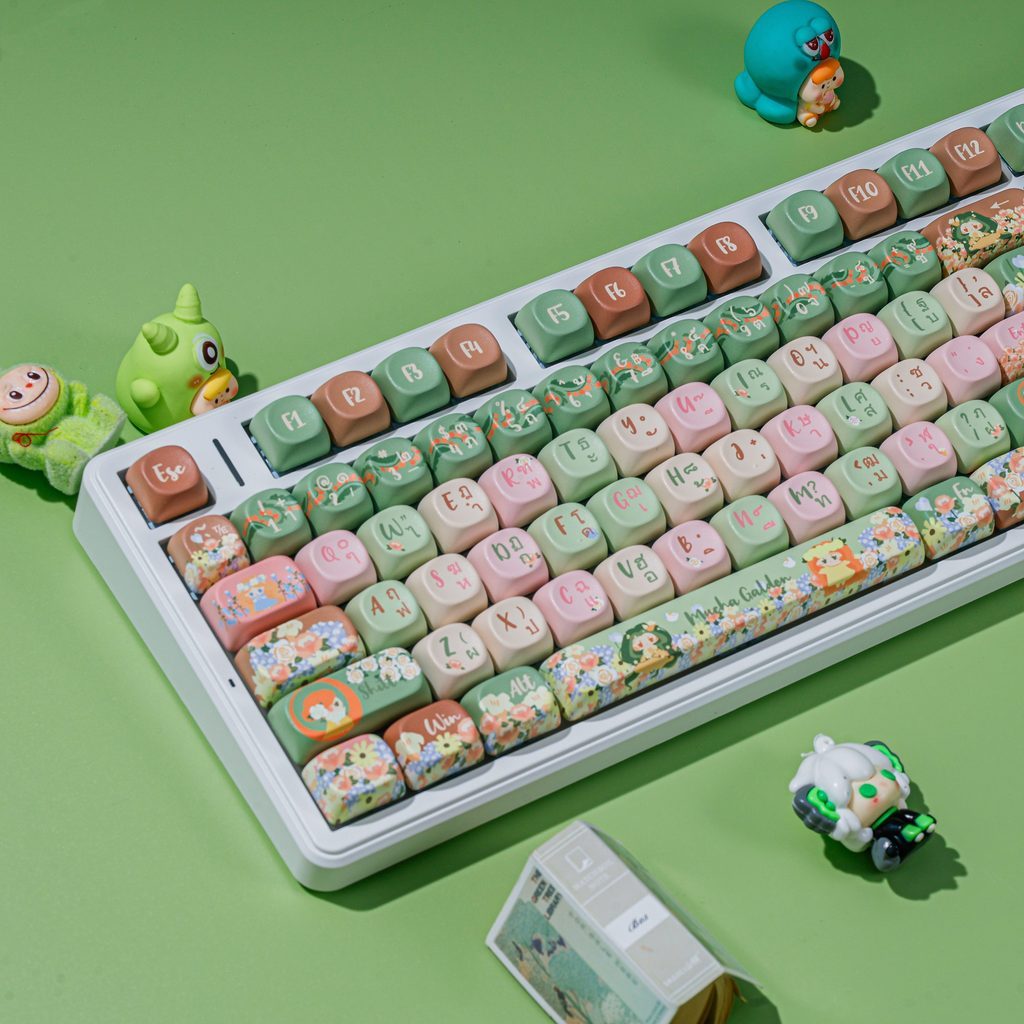 【พร้อมส่งจากไทย】Muxia Keycaps น่ารัก Keycap Smooth PBT MOA high Dye-Sublimation สําหรับคีย์บอร์ดแม่เ