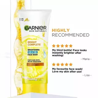 Garnier Bright Complete Brightening Face Wash 100 ml. กานิเย่ ไบรท์ คอมพลีท ไบรท์เทนนิ่ง เฟซ วอช 100 มล.