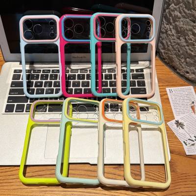 ปลอกอะคริลิคสําหรับ ไอโฟน 11 17 12 16 13 15 14 มือโปร สูงสุด 16 15 14บวก แฟชั่น โดปามีน คู่สไตล์สีปิดกั้นหน้าต่างขนาดใหญ่เคสโทรศัพท์ ทีพียู ปก