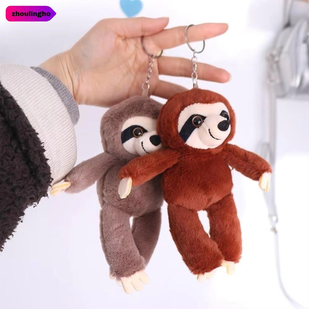 ZHOULINGHO ตุ๊กตาสัตว์ Sloth, จี้จําลอง Sloth จี้ขนาดเล็ก, พวงกุญแจแบบพกพา Soft Plush Sloth พวงกุญแจ