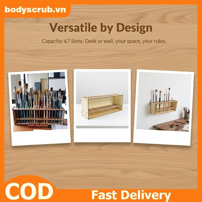 BB 67 หลุม Premium Desk Organizer Wall Mount ผู้ถือแปรงไม้สําหรับศิลปินอุปกรณ์ Art Studio ใช้ VN