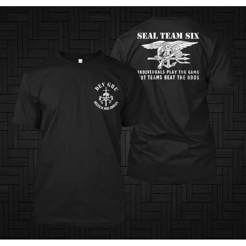เสื้อยืดทีม Navy SEAL พร้อมส่ง แขนสั้น ผ้าฝ้าย 100% พิมพ์ลาย ทีม SEAL 6 กองพันสีเงิน อเมริกัน