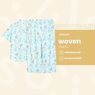 Josilins ชุดนอน ผู้หญิง ลิขสิทธิ์ ดิสนีย์ Disney Princess เจ้าหญิง เสื้อคอปก แขนสั้น ขายาว ผ้าวูเว่น พลัสไซส์ ML 2026
