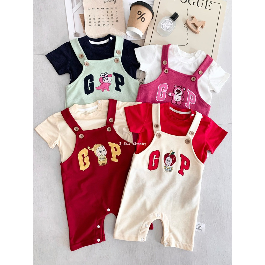 MZ7 J639<ready stock> Baby Overalls Suit Little Trojan | ชุดเซ็ตเอี๊ยมสองชิ้นลายการ์ตูน