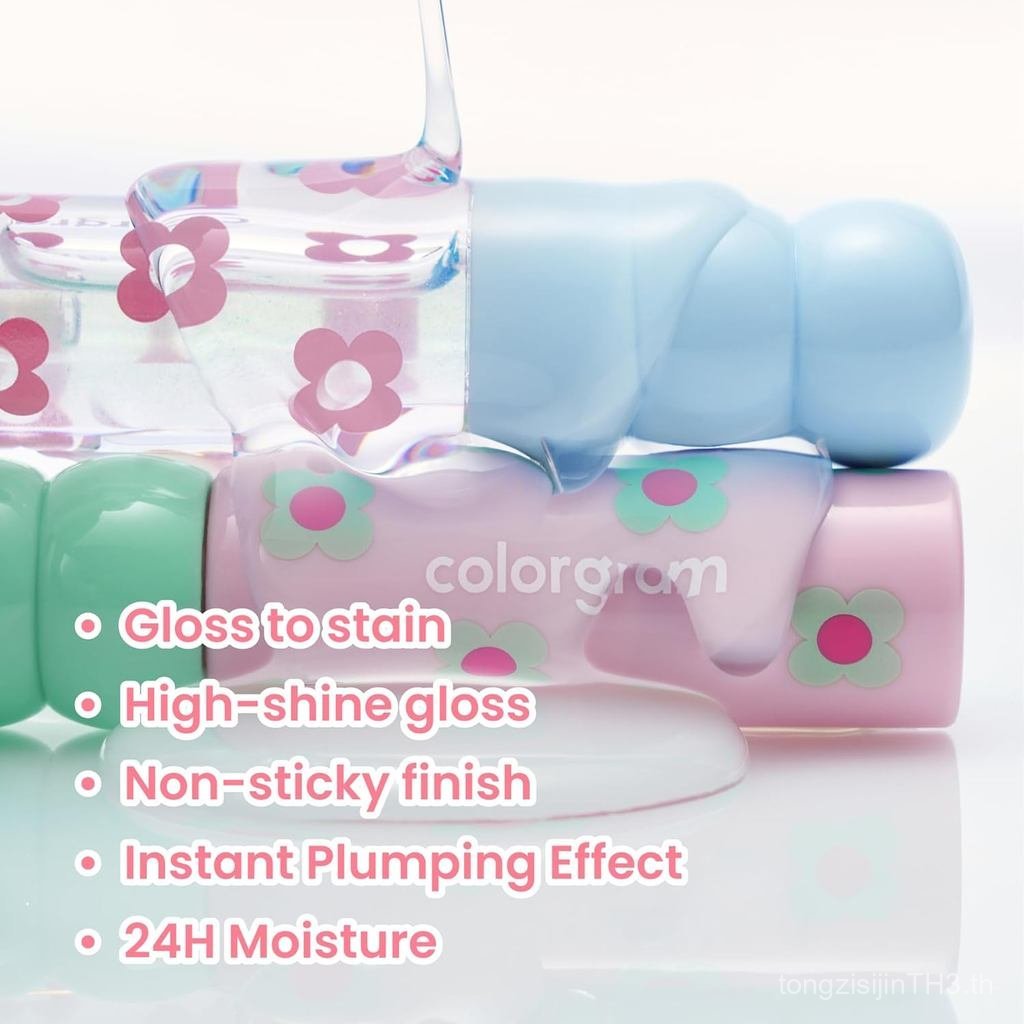 COLORGRAM Fruity Glass Tint 14 Sully Lychee, Long-Lasting Gloss Lip Tint, Korean Beauty Lip Gloss Ti