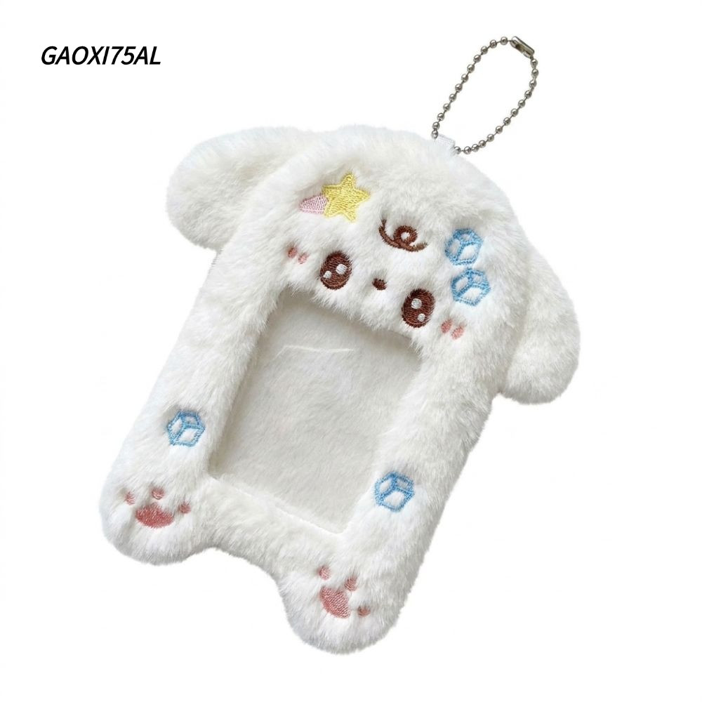 GAOXI75AL ผู้ถือบัตรนักเรียน, Puppy/Angel Pig/Mouse Soft Fluffy Plush Photocard , กระเป๋าน่ารักพวงกุญแจการ์ตูนสัตว์การ์ดแขนนักเรียนของขวัญ