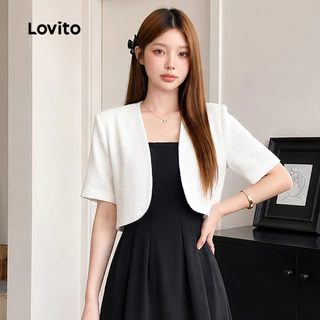 Lovito สง่างาม เบลเซอร์เรียบง่ายสำหรับฤดูใบไม้ร่วง/ฤดูหนาว เบลเซอร์สีขาวสำหรับผู้หญิง เกาหลี อินเทรนด์ L156AD182